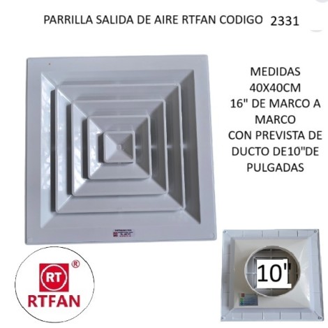2331 Pariila RTFAN 10" salida de aire -2331│www.rt.cr