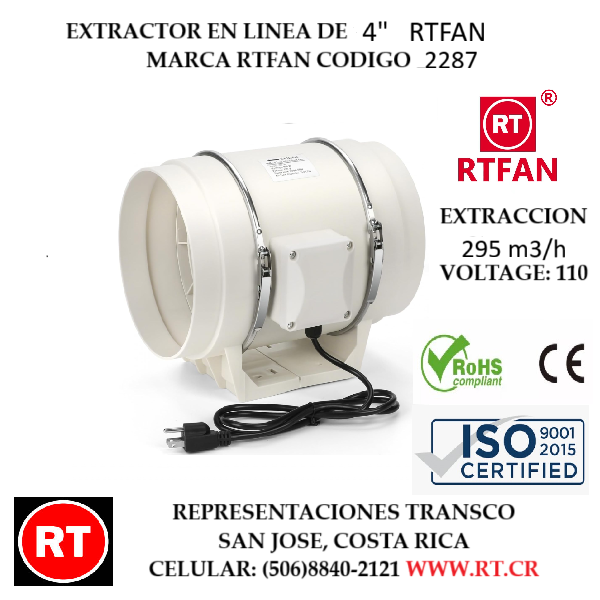 Extractor en linea 4" CENTRIFUGO RTFAN ...