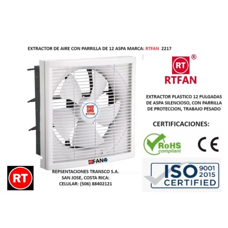Extractor RTFAN APB-30 de Pared con Parrilla 12" │Venta en Costa Rica - Transco