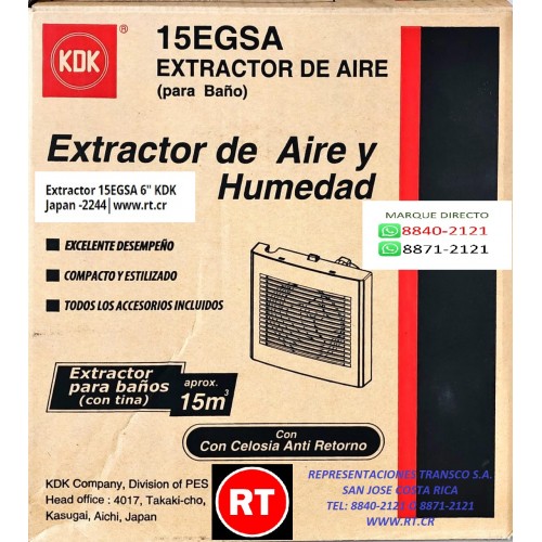 EXTRACTOR DE AIRE Y HUMEDAD ULTRA-SILENCIOSO 6 MURO/TECHO SIN DESCARGA  15EGSA KDK ESTEVEZ 15EGSA, EXTRACTOR