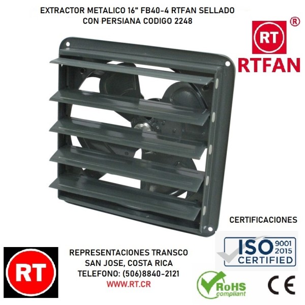 Extractor Metal 16" RTFAN FB40-4 con ...