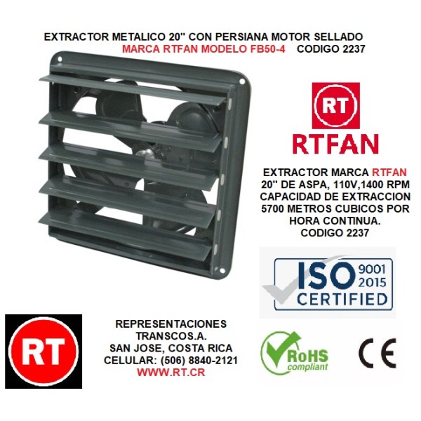 Extractor Metal 20" RTFAN FB50-4 con ...