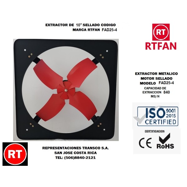 Extractor Metal 10" RTFAN FAD25-4 sin ...