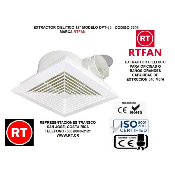Extractor RTFAN 10" Cielitico DPT-35 -2206│www.rt.cr
