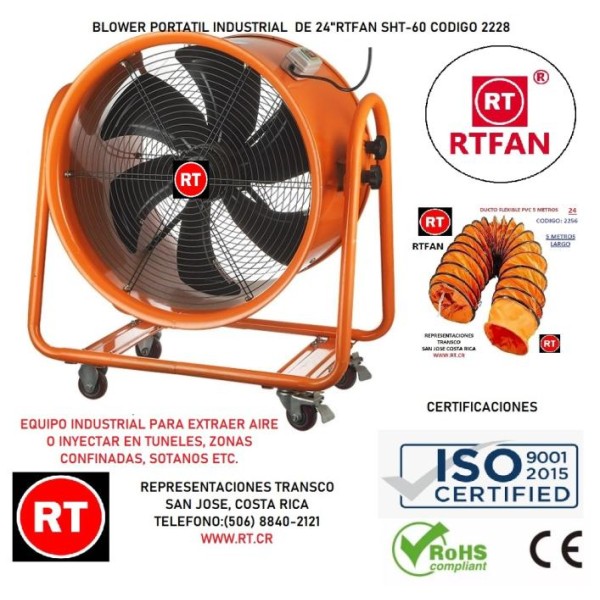 Blower Portatil RTFAN SHT-60 de 24"-2228│www.rt.cr