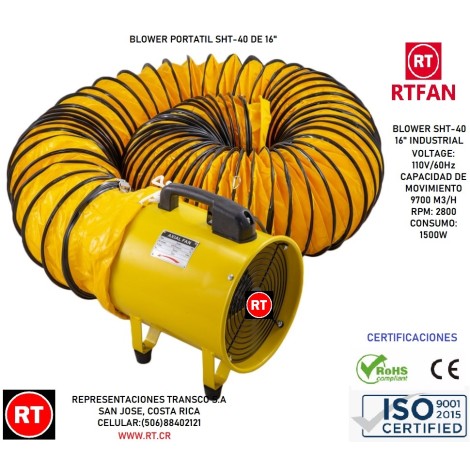 Blower Portatil RTFAN SHT-40 de 16"-2235│www.rt.cr