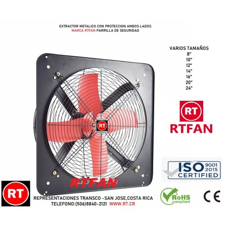 Extractor V/Tamaños  Metal Parrilla Seguridad  RTFAN  -2238│www.rt.cr