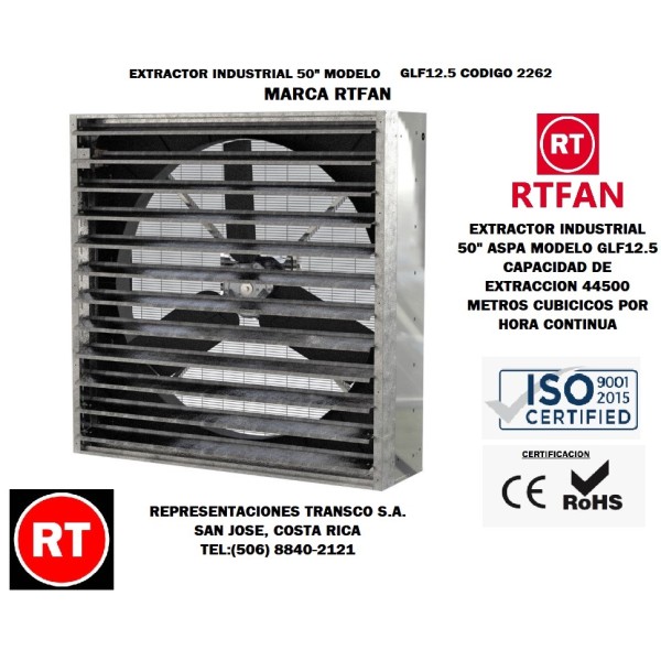 Extractor Industrial 50" RTFAN GLF-12.5 -2262│www.rt.cr
