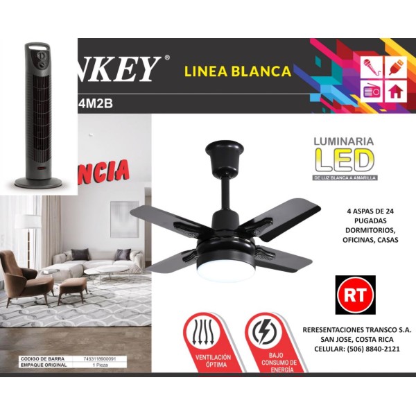 Abanico Techo Negro Sankey CM24AC4M2B- Japan-2286│www.rt.cr