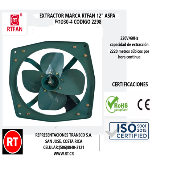 Extractor Metal Turbo 12" 110V/60Hz  ...