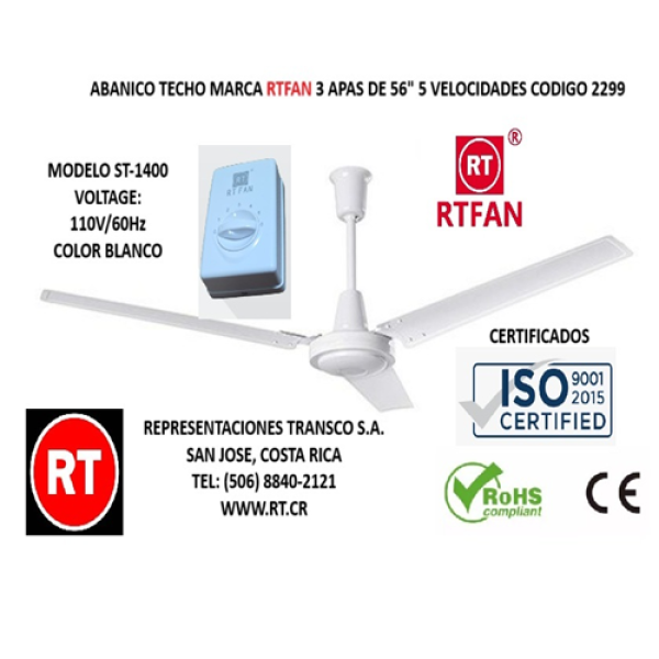 Abanico RTFAN Mod ST.1400 Techo Industrial ...