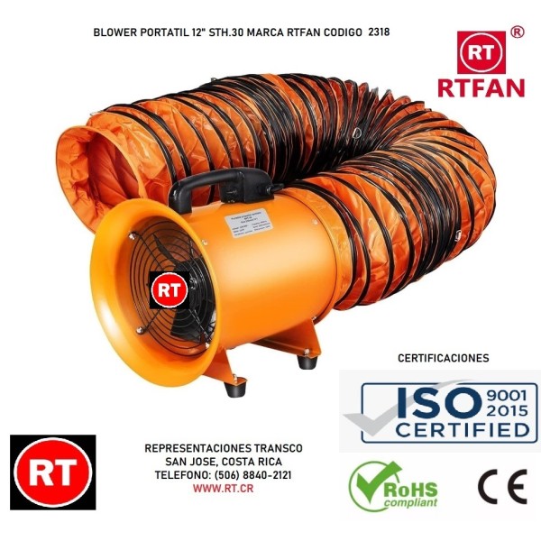 Blower Portatil RTFAN SHT-30 de 12"-2318│www.rt.cr