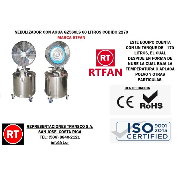 Nebulizador Marca RTFAN 170 Litros GZ560LS ...