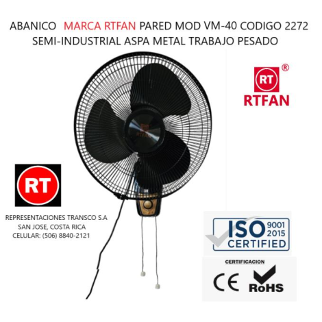 Abanico Pared RTFAN VM-40 de 16" -2272│www.rt.cr