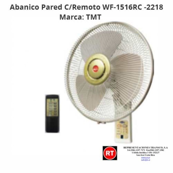 Abanico Pared C/Remoto TMT WF-1516RC-2218│www.rt.cr