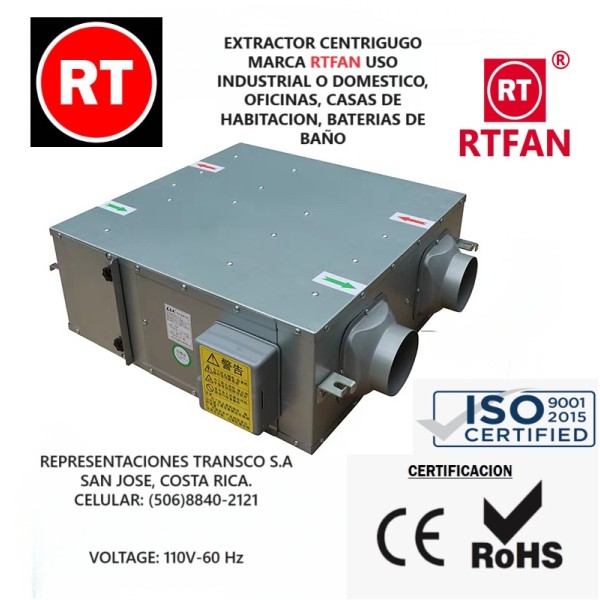 Extractor RTFAN Centrifugo LFX23B-25 1600-2100 -2285│www.rt.cr