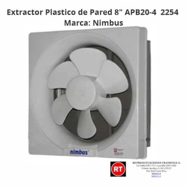 Extractor Plastico Nimbus APB20-4 Pared 8"-2254│www.rt.cr